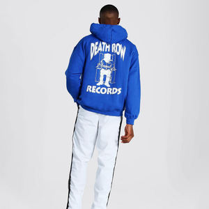 Pull à capuche de luxe pour hommes en coton épais avec impression bouffante en gros avec col à capuche en polaire solide de coupe surdimensionnée pour l'hiver - Product Image 4