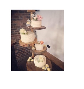 Hot Sale Customized Wood Rotating Cake <b>Stand</b> Holder Rustic <b>Cupcake</b> <b>Stand</b> for Wedding Cakes Wholesale OPP Bag Packing - Product Image 3