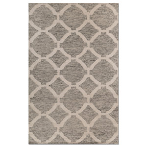 พรมขนสัตว์ทำมือ Indusbar สีเทาและสีดำ ลายทอเรียบ รูปทรงสี่เหลี่ยมผืนผ้า ลายเส้นและลวดลายนามธรรม สำหรับปูพื้นบ้าน-รุ่น Dwrm-103 - Product Image 1