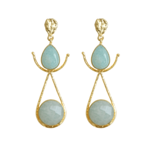 Boucles d'oreilles pendantes en laiton tendance, fabrication artisanale, texture en laiton semi-précieux mat, motif unique de créateur, haute qualité - Product Image 1