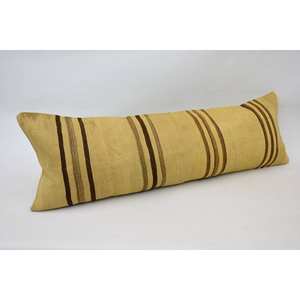 Oreiller en laine Kilim beige avec motif floral vintage 16x48 pouces Literie portable au design rustique de luxe pour Noël - Product Image 3