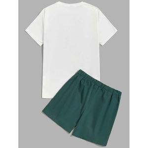 Ensemble 2 pièces pour hommes Chemise courte Ensemble décontracté pour hommes Conception libre Nouveau style personnalisé Vente en gros Ensemble court de t-shirt à manches courtes de haute qualité - Product Image 2