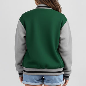 Chaqueta Universitaria Personalizada de Talla Grande, Corte Holgado, Hombros Caídos, Cierre de Cremallera, Logotipo Bordado Personalizado, Chaqueta Universitaria Gruesa - Product Image 5