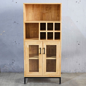 Minimalist Dining Room Cabinet with Integrated Wine Cabinet Made of MDF Wood and Iron <b>Legs</b> TPA003 - Product Image 3