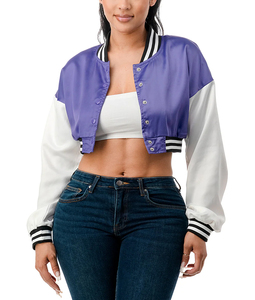 Vente en gros 2025 Veste de baseball en polyester de haute qualité pour femmes Saison d'hiver Mode personnalisée Broderie en satin OEM personnalisée - Product Image 1