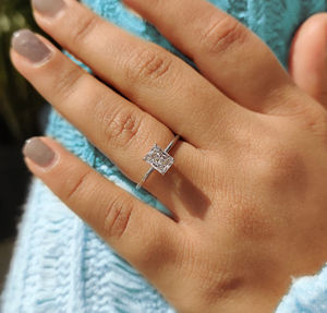 Bague solitaire en or 10K/14K/18K /PT950 /S925 avec pierre radiant de 1,00 à 5,00 carats certifiée IGI, sertie de griffes, pour femme - Product Image 2