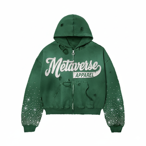 Sweat à capuche zippé 100% coton pour hommes, style streetwear, broderie en détresse anti-boulochage, mode d'automne pour le marché américain - Product Image 6