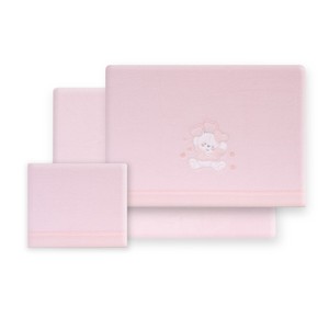 Ensemble de literie en polaire corail 3 pièces pour lit de bébé, style princesse, modèle Oso-Corazones, tissé avec un motif de personnage, fabriqué en tissu polaire - Product Image 1