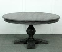 Table à manger contemporaine moderne en bois de chêne massif recyclé, finition teck clair, quatre places, pliable, style piédestal, pour usage hôtelier