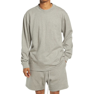 T-shirt à manches longues coupe ajustée pour hommes avec coupe décontractée et épaule tombante en polyester/jersey de coton Expédition DDP - Product Image 1