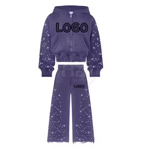 Léger séchage rapide hiver à capuche décontracté solide hommes strass survêtement mode porter bas prix - Product Image 1