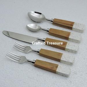 Cubiertos elegantes con mango de resina, juego de boda de acero inoxidable, 4 Uds., cubiertos para utensilios de cocina, vajilla y juego de cucharas de postre - Product Image 2