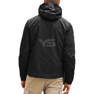 OEM แจ็คเก็ตผ้านิ่มมีฮู้ดสำหรับผู้ชายสีดำ, แจ็คเก็ตระบายอากาศได้ดีน้ำหนักเบาทนทานยั่งยืนแห้งเร็ว - Product Image 3