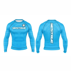 Long Sleeve Mens BJJ MMA <b>Compression</b> <b>Shirt</b> Rashguard UPF50 Anti-Bacterial OEM Customizable - Product Image 1