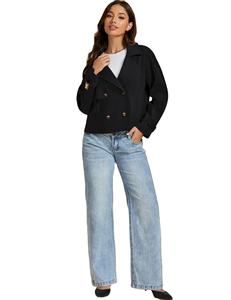 Chaqueta Corta Minimalista de Piel de Oveja Negra para Mujer, Chaqueta de Invierno con Relleno de Algodón Transpirable, Solapas Anchas, Estilo Urbano - Product Image 4