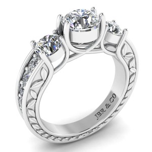 Nouvelle arrivée diamant rond plaqué or 925 argent trois pierres bague de fiançailles pour les femmes bijoux fins au prix de gros - Product Image 2