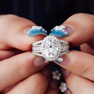 แหวนหมั้น S925เงินแท้สำหรับผู้หญิงเครื่องประดับเพชรโมอิสสำหรับ3CT - Product Image 1