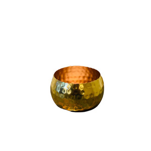 <b>Hammered</b> Gold Candle <b>Holder</b> with Contemporary and Classic Fusion Gleaming Gold Candle <b>Holder</b> with a Sleek and Modern Silhouette - Product Image 2