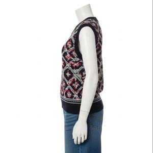 Chaleco sin Mangas con Estampado Transpirable, Suéter de Tela de Punto Suave, Ligero, Cómodo, para Uso Diario, Tops Casuales de Moda - Product Image 4