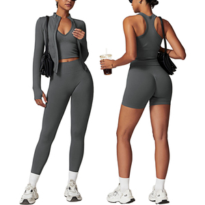 Conjunto de yoga transpirable Venta al por mayor Fitness Athletic Mujeres Gimnasio Ropa deportiva 2 piezas Deporte Yoga Conjuntos - Product Image 2