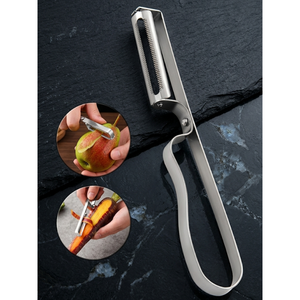 Pelador de Patatas y Verduras Ergonómico de Acero Inoxidable Plateado, Utensilio de Cocina - Product Image 1