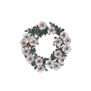Metal Gold <b>Flower</b> & Leaf Wreath <b>Decorative</b> <b>Wall</b> Hanging Wreath for Home Front Door <b>Wall</b> <b>Decorative</b> Metal Wreath - Product Image 5