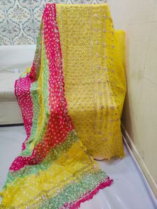 Salwar Kameez de style designer avec broderie Gota pour femmes, pour les occasions festives et nuptiales, vêtements de soirée, matière acrylique - Product Image 2