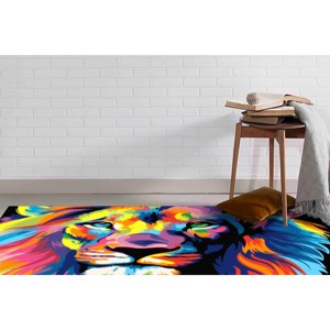 Alfombra Colorida con Diseño de León: Alfombra Abstracta de Animal Impresa en 3D, Alfombra Suave No Tejida - Product Image 5