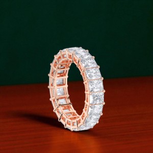 Anillo de banda de eternidad de diamante de corte radiante cultivado en laboratorio de 4,00 quilates de quilates hecho en oro sólido de 10K,14K,18K - Product Image 2