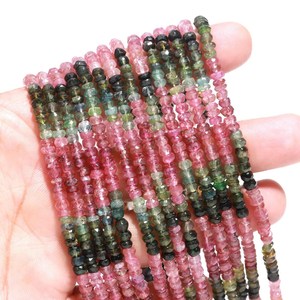 Cuentas de rondelle facetadas de turmalina múltiple de 4-5mm, cuentas de rondelle de turmalina natural, cuentas de turmalina múltiple para la fabricación de joyas - Product Image 4