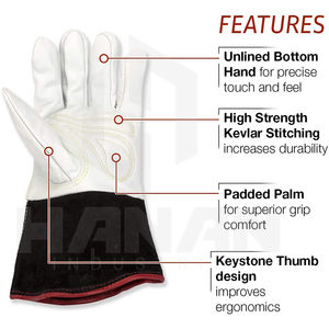 Guantes de seguridad con forro de algodón y palma reforzada para soldar MIG de piel de vaca de grano superior más vendidos de Pakistán - Product Image 5