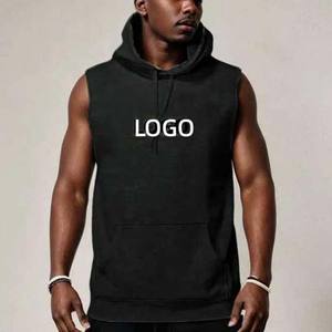 Sweat à capuche sans manches pour hommes, extensible et confortable pour le fitness, la musculation, les sports de plein air, teint en couleur unie - Product Image 6