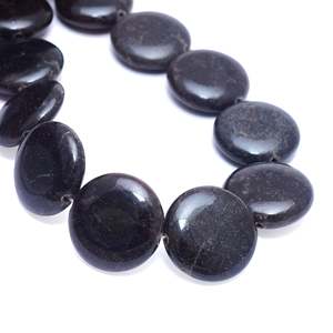 Cuentas de Piedra Ovaladas Negras Naturales Chakralume, Corte Liso, Hilo de Cuentas de 15 Pulgadas para Collares y Joyería, de Rajasthan, Venta al Por Mayor - Product Image 3