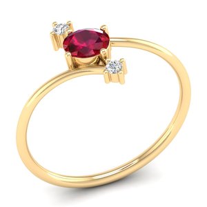 Anillos de Compromiso REYES de Alta Calidad en Plata de Ley 925 con Gema de Rubí de Corte Ovalado de 0.35 Quilates y Moissanita para Mujer, Joyería Fina - Product Image 2