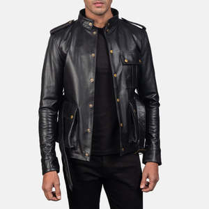 Chaqueta de Cuero Vacuno Genuino Germain en Negro, Reversible y con Cierre, Impermeable y Bordada, Tallas de la XS a la 6XL - Product Image 3