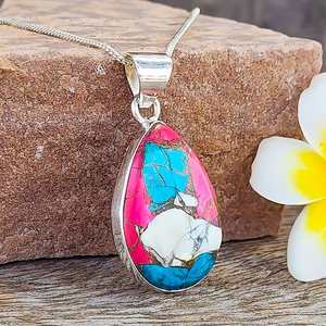 Collar MANOMAY Hecho a Mano con Colgante de Algodón de Azúcar Turquesa, Plata de Ley 925, Joyería de Lujo con Diseño Budista Tibetano para Mujer - Product Image 3