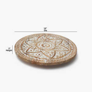 Bandeja de madera de acacia para servir flores reales con asas para servir bebidas té postre cena desayuno - Product Image 5