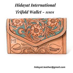 Portefeuille à trois volets en cuir de vachette façonné à la main pour femmes, style western, blocage RFID - Product Image 6