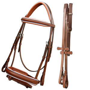 Adjustable Cow Leather Horse Dressage Bridle Reins New Western Style Soft Padding Durable Racing Headcollar <b>Equestrian</b> Product - Product Image 3