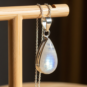 Colgantes y dijes de moda de 18K de estilo bohemio de Plata de Ley 925, colgante de piedras de cristal curativas de piedra lunar azul de calidad Natural - Product Image 1