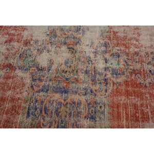 Vintage Turkish Bohemian <b>Rug</b> Red Blue Patchwork Design <b>Large</b> Area 3.9x7.7ft Wool Material with Latex Backing for Hallway <b>Bedroom</b> - Product Image 5