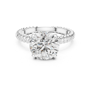 Bague solitaire en or rose 14 carats pour femme avec diamant de laboratoire rond |   Anneau de tenue de bureau |   Nouveau diamant cultivé - Product Image 3