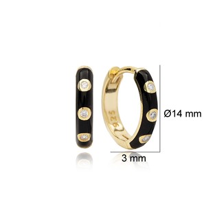 Pendientes de Plata de Ley 925 Hechos a Mano en Turquía, con Esmalte Negro Neón Marino, Joyería para Mujer, Venta al Por Mayor - Product Image 3