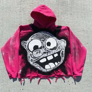 Oem Logo personnalisé Dtg Print Pattern Cut Raw Hem Sweat à capuche de rue pour homme Vintage Rip Distressed Cropped Hoodie - Product Image 4