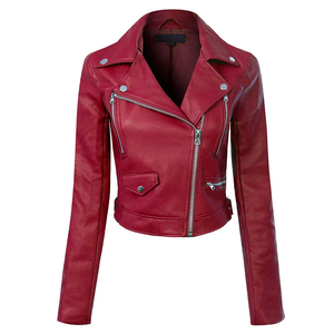 Chaqueta de piel de oveja auténtica para mujer de motocicleta al por mayor, chaqueta de piel auténtica recortada para mujer, chaqueta de piel auténtica de primavera a la moda para mujer - Product Image 6