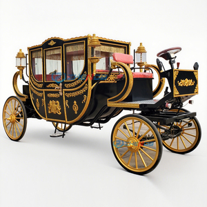 Charrette royale électrique noire personnalisée, chariot de transport spécial, wagon de mariage, charrette électrique à chevaux - Product Image 1