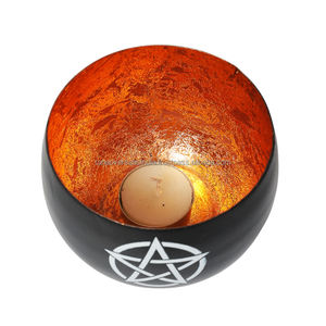 Support votif en métal de fer de conception de pentacle en gros écologique avec la bougie dans le ton noir et blanc à un prix abordable - Product Image 1