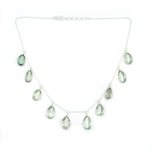 Collar de bisel de amatista verde Natural de Plata de Ley 925, joyería de cristales para niñas y mujeres, Idea de regalo - Product Image 1