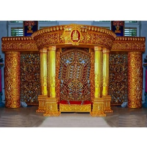Decoración de Escenario de Boda con Temática Tamil Gold, Escenario de Boda de Lujo Estilo Maharajá de Sri Lanka, Decoración Real con Toque Dorado - Product Image 1