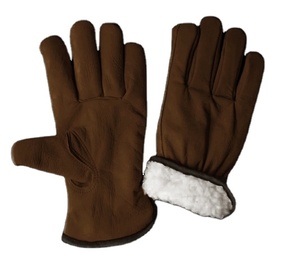 Full White Fleece Lining Cold Resistant Cowhide Grain Leather <b>Driver</b> <b>Gloves</b> Quality Leather Industrial Safety Protection <b>Gloves</b> - Product Image 4